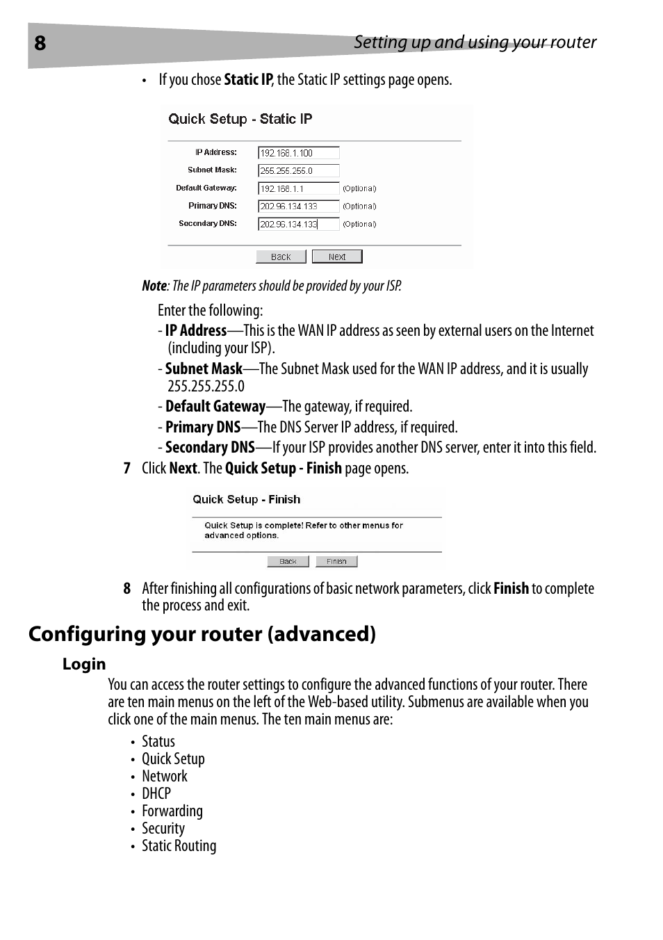 Configuring your router (advanced), Login | Dynex DX-E402 User Manual | Page 8 / 71