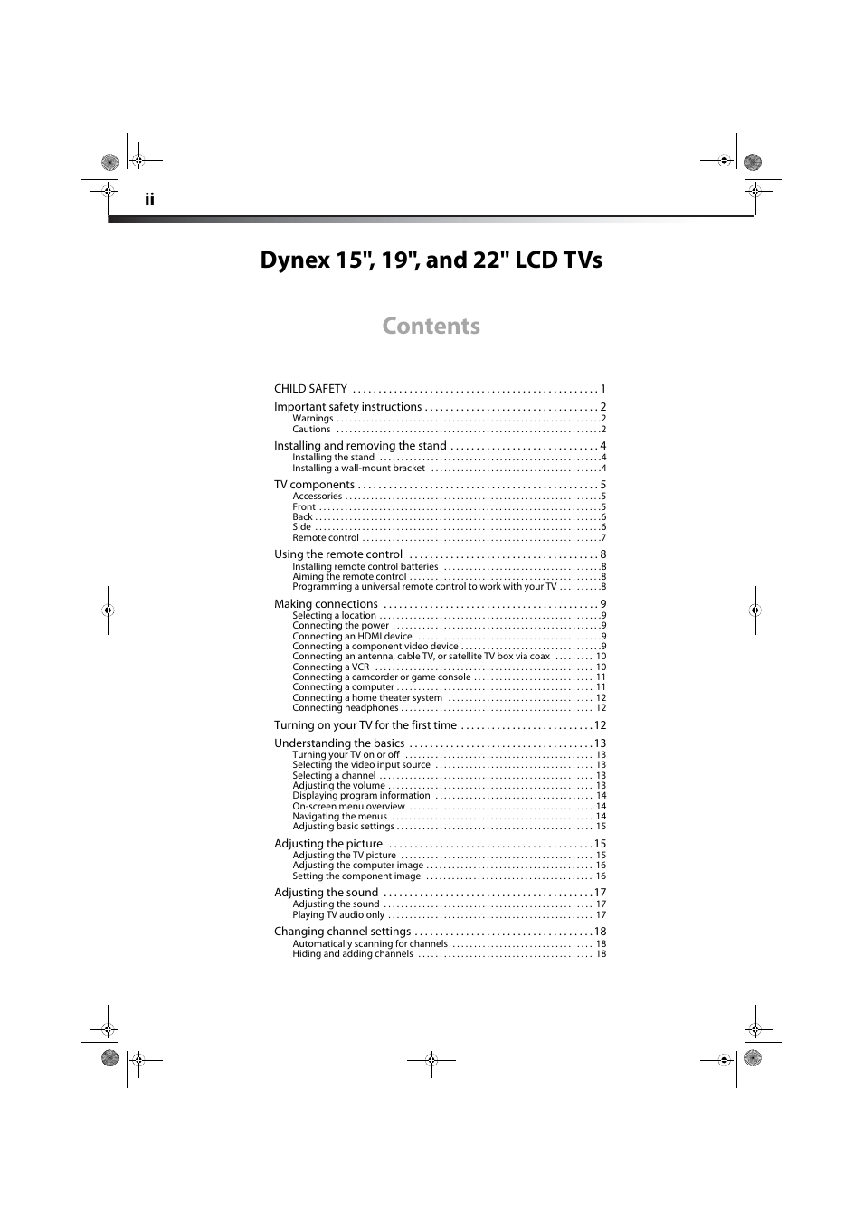 Dynex DX-22L150A11 User Manual | Page 2 / 36