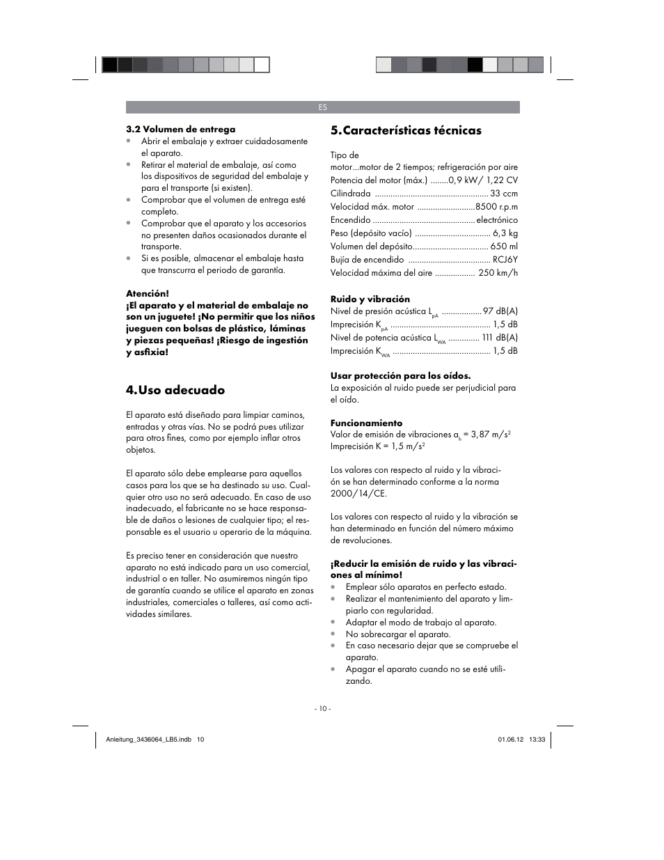 Uso adecuado, Características técnicas | Florabest FBLB 33 A1 User Manual | Page 10 / 62