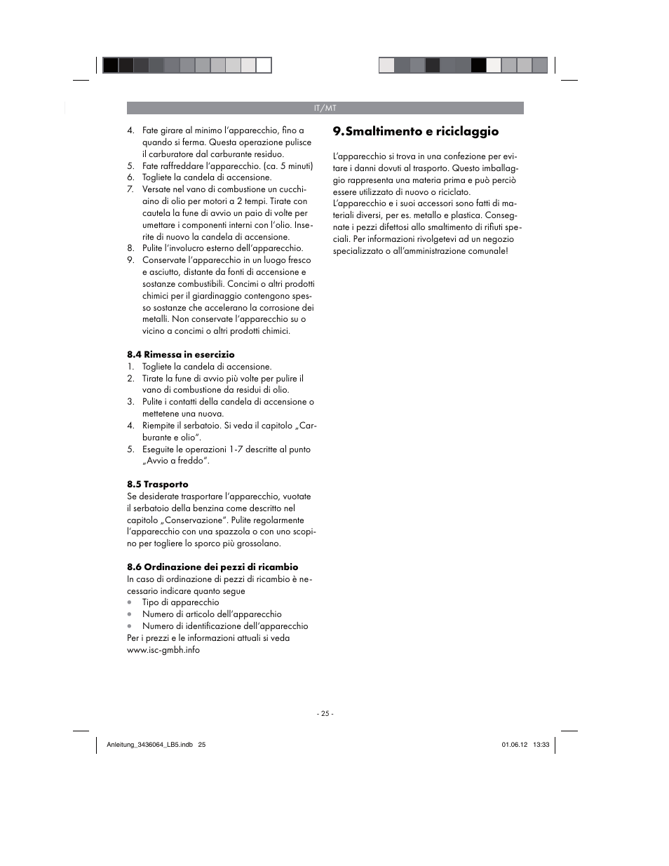 Smaltimento e riciclaggio | Florabest FBLB 33 A1 User Manual | Page 25 / 62
