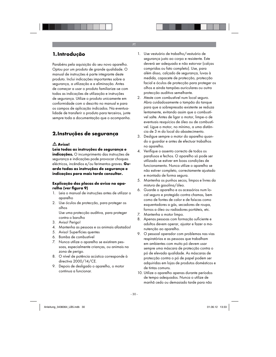 Introdução, Instruções de segurança | Florabest FBLB 33 A1 User Manual | Page 30 / 62
