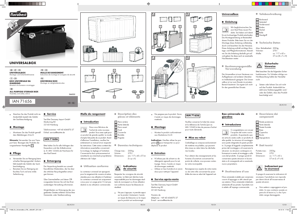Florabest All-Purpose Storage Box User Manual | 2 pages