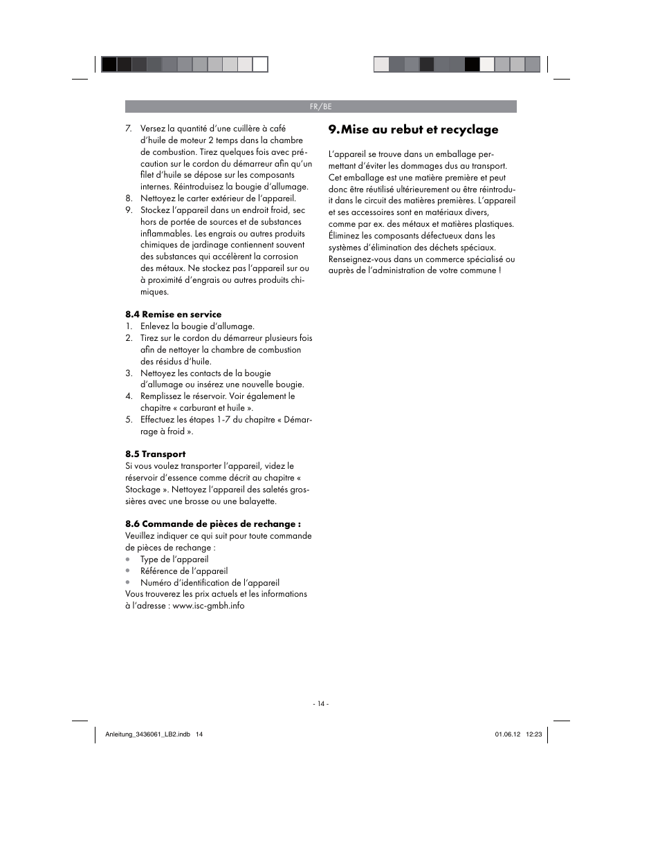 Mise au rebut et recyclage | Florabest FBLB 33 A1 User Manual | Page 14 / 54