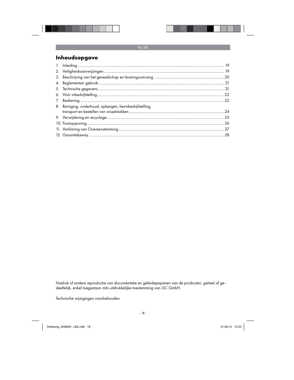 Inhoudsopgave | Florabest FBLB 33 A1 User Manual | Page 18 / 54