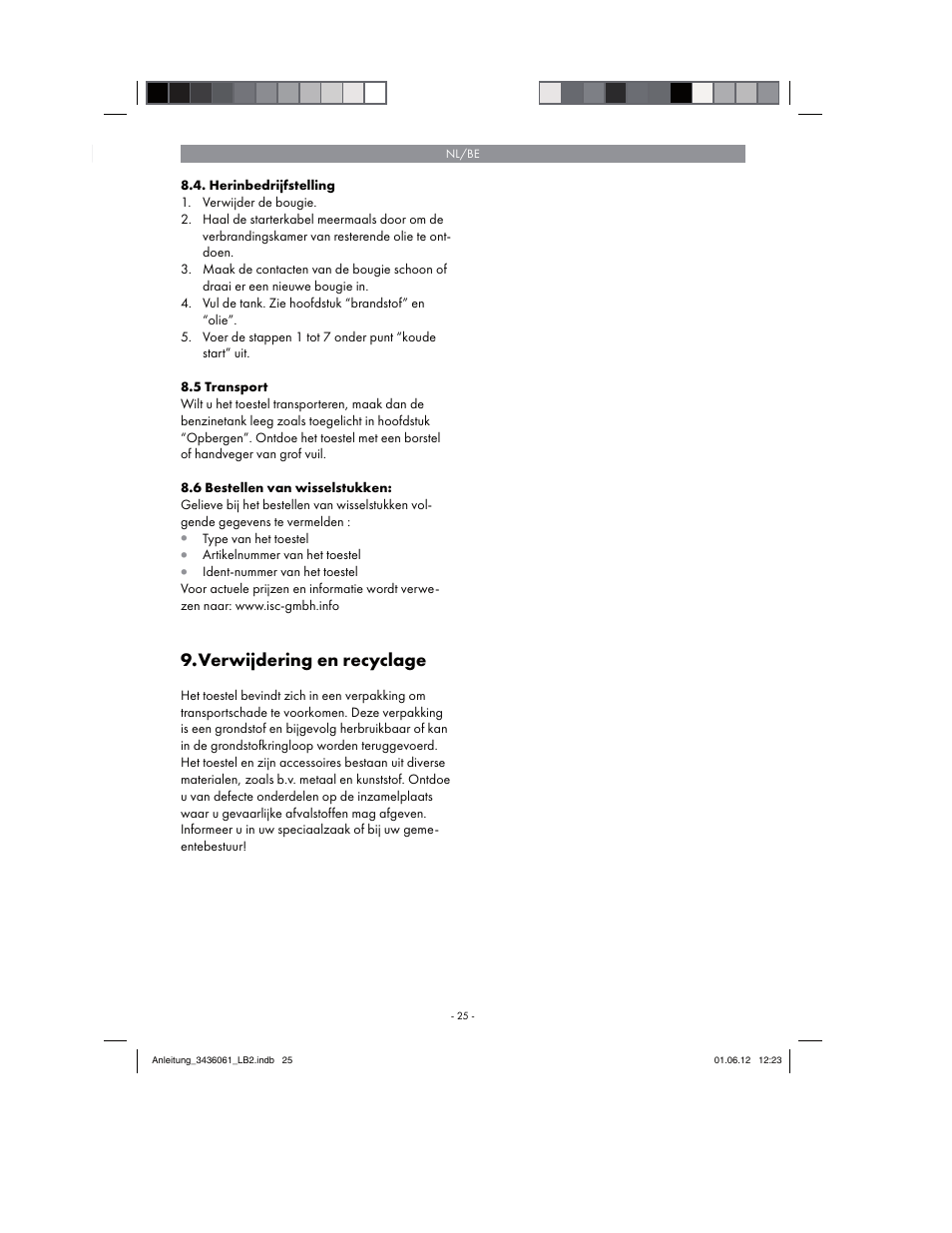 Verwijdering en recyclage | Florabest FBLB 33 A1 User Manual | Page 25 / 54