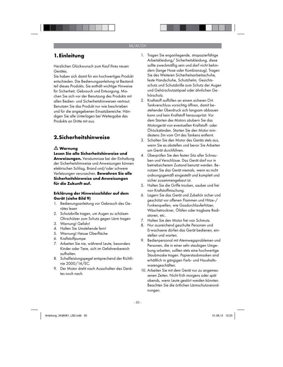 Einleitung, Sicherheitshinweise | Florabest FBLB 33 A1 User Manual | Page 30 / 54