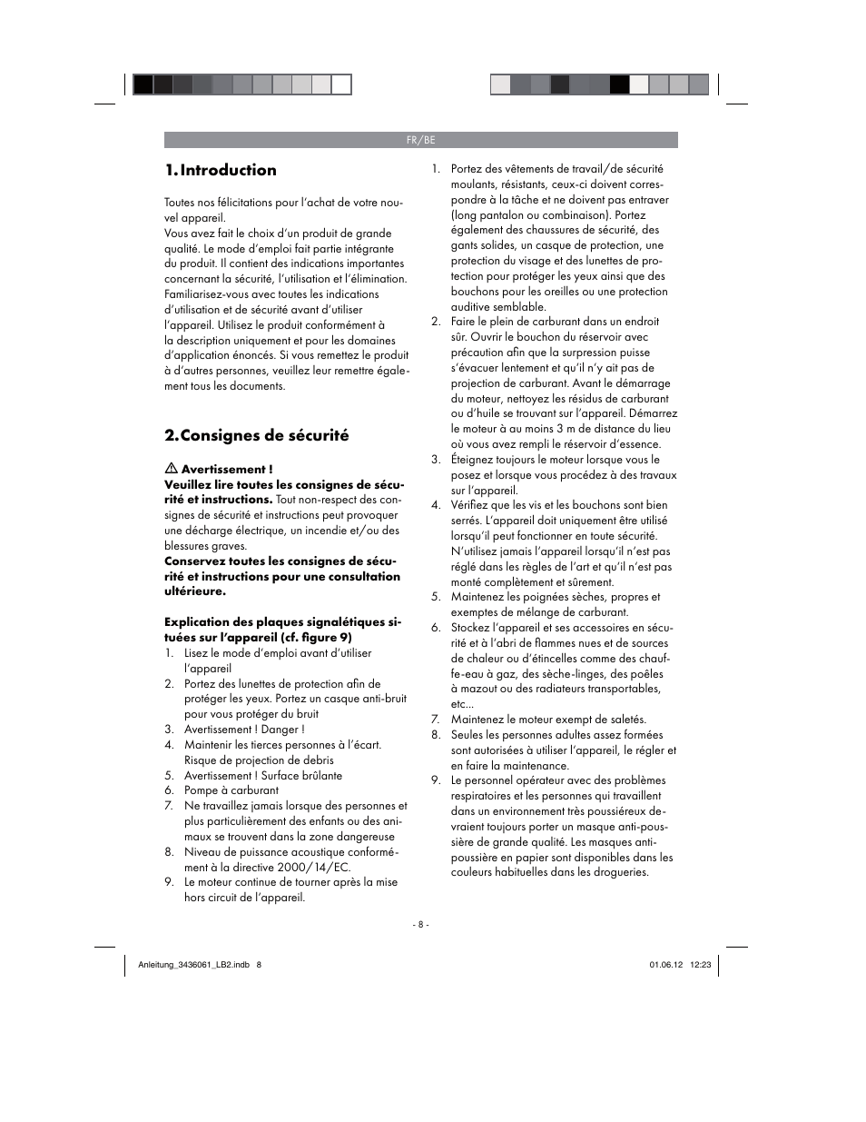 Introduction, Consignes de sécurité | Florabest FBLB 33 A1 User Manual | Page 8 / 54