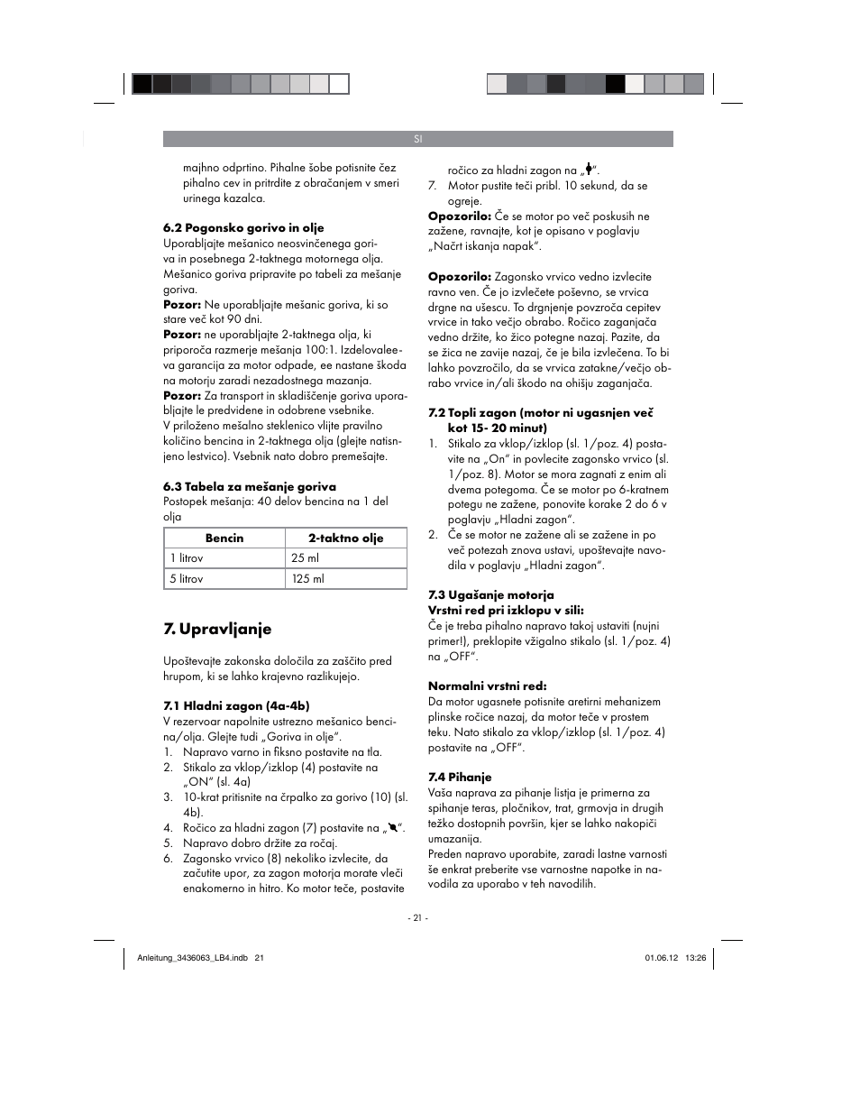 Upravljanje | Florabest FBLB 33 A1 User Manual | Page 21 / 62