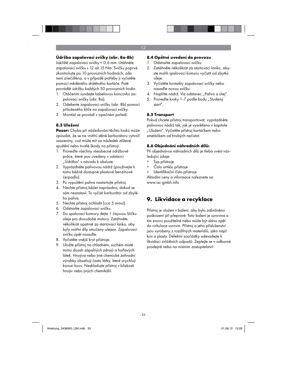Likvidace a recyklace | Florabest FBLB 33 A1 User Manual | Page 33 / 62