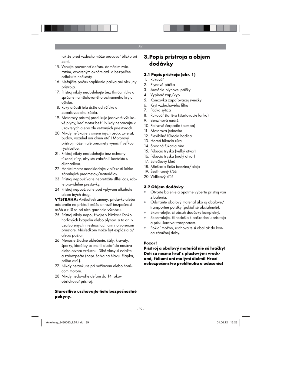 Popis prístroja a objem dodávky | Florabest FBLB 33 A1 User Manual | Page 39 / 62