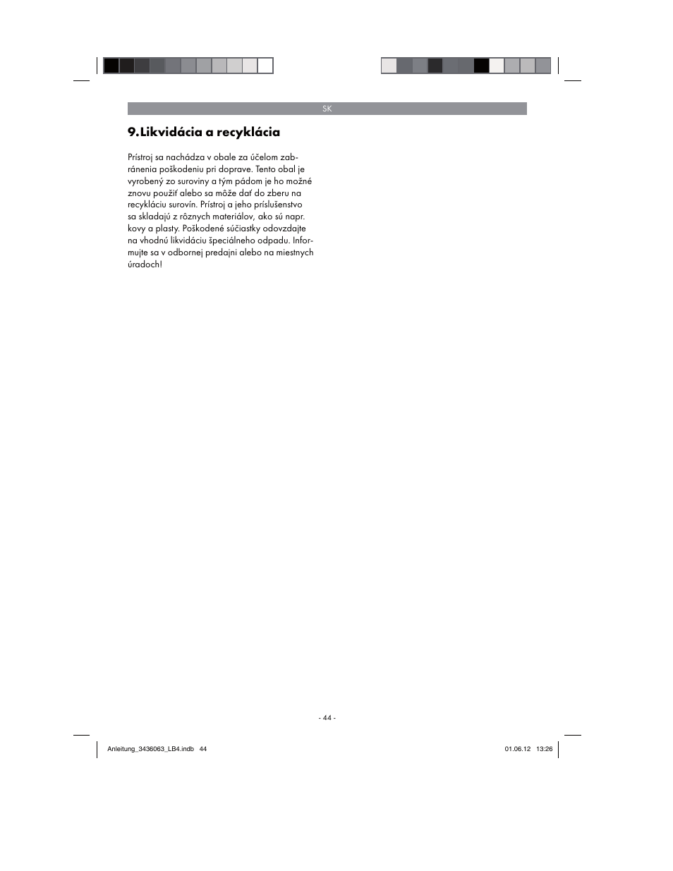 Likvidácia a recyklácia | Florabest FBLB 33 A1 User Manual | Page 44 / 62