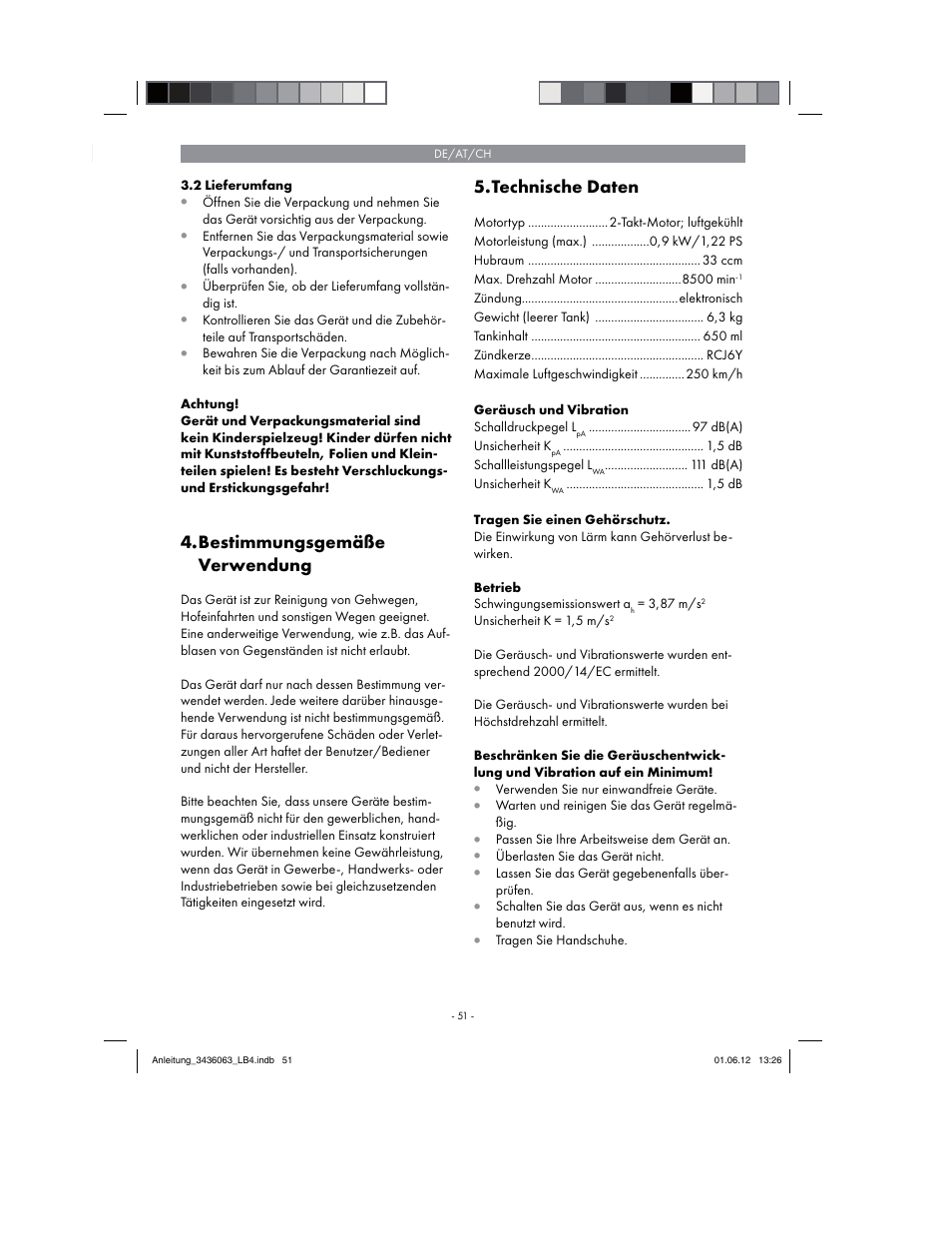 Bestimmungsgemäße verwendung, Technische daten | Florabest FBLB 33 A1 User Manual | Page 51 / 62