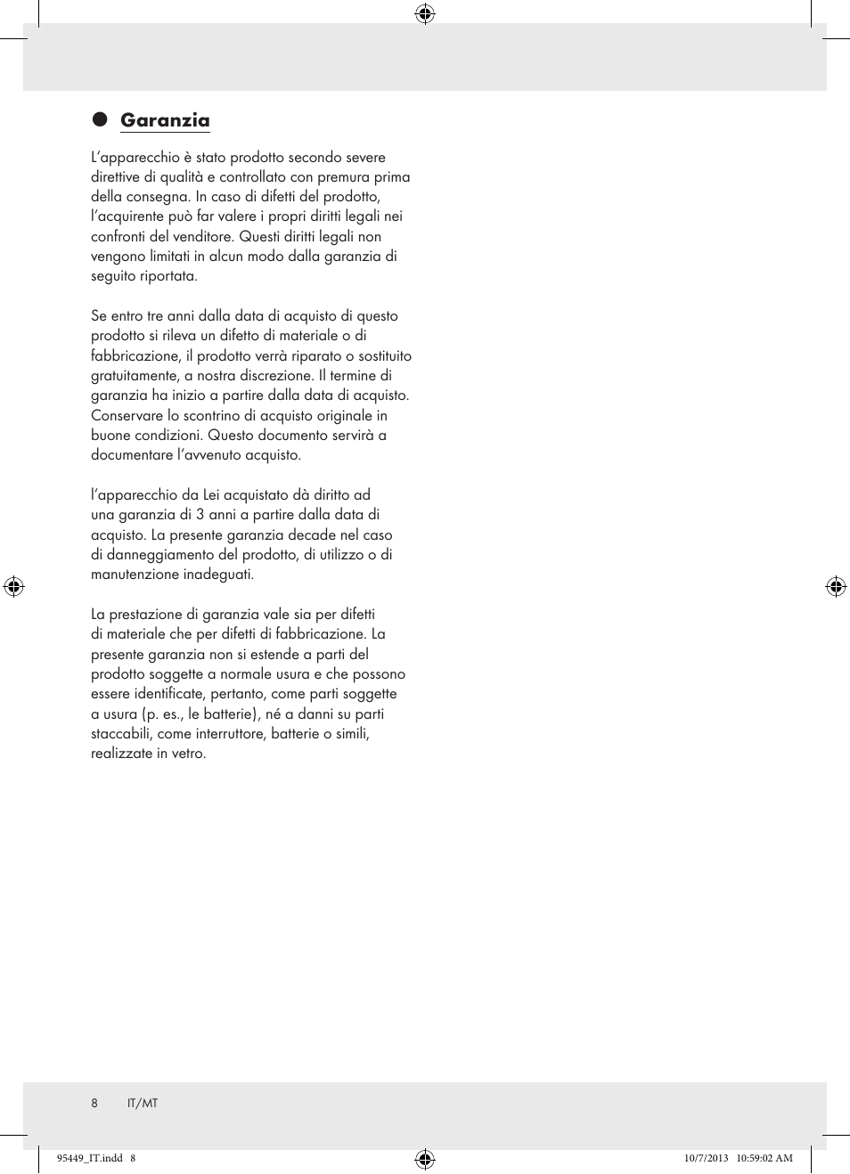 Garanzia | Florabest Z31806A/ Z31806B/ Z31806C User Manual | Page 8 / 21