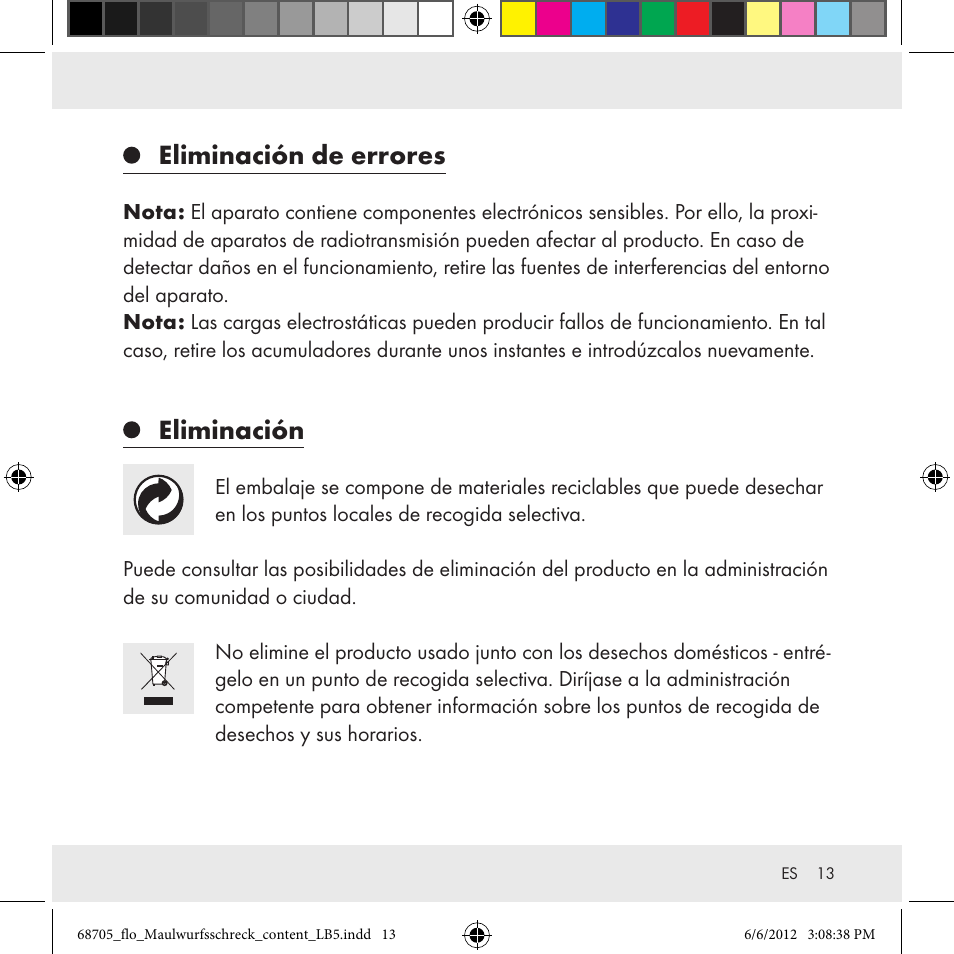 Eliminación de errores, Eliminación | Florabest Z31049 User Manual | Page 13 / 47