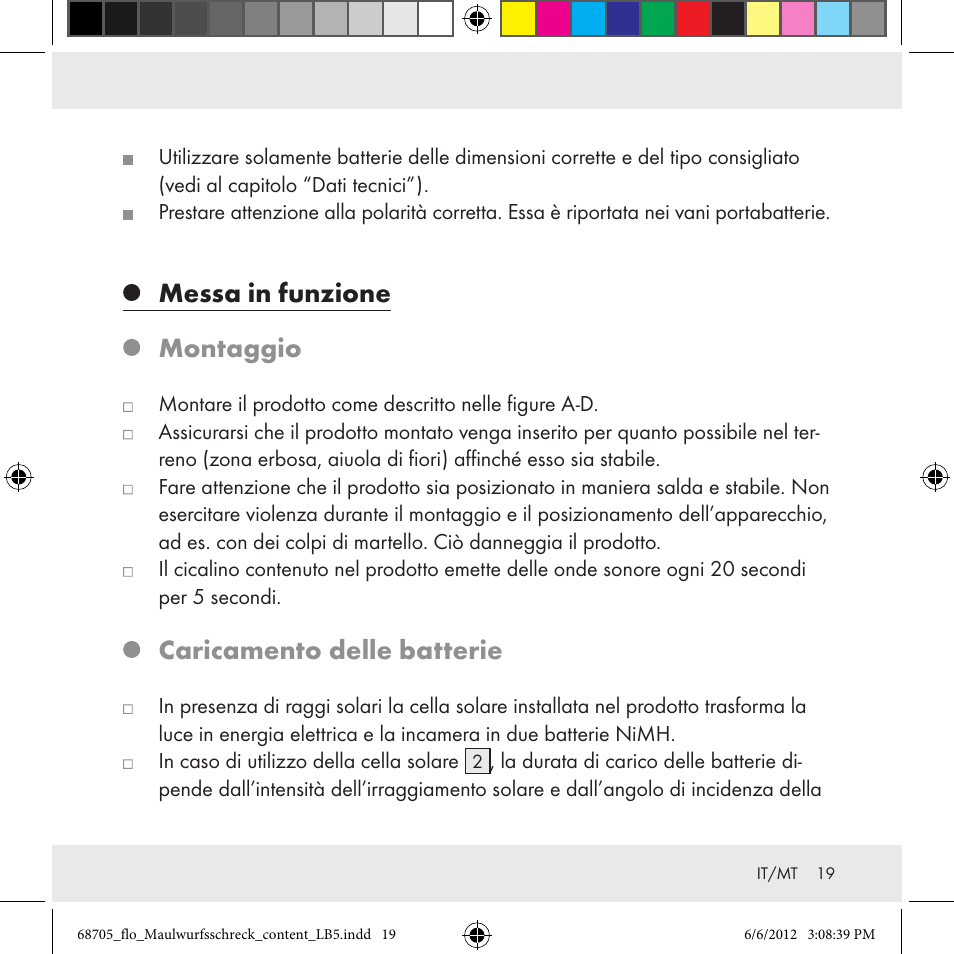 Messa in funzione montaggio, Caricamento delle batterie | Florabest Z31049 User Manual | Page 19 / 47