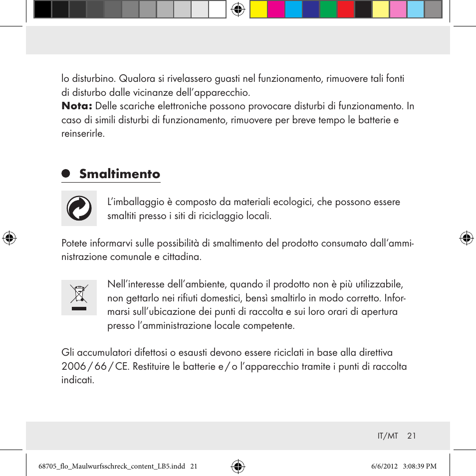 Smaltimento | Florabest Z31049 User Manual | Page 21 / 47