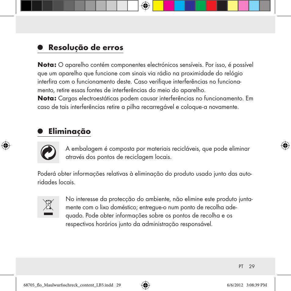 Resolução de erros, Eliminação | Florabest Z31049 User Manual | Page 29 / 47