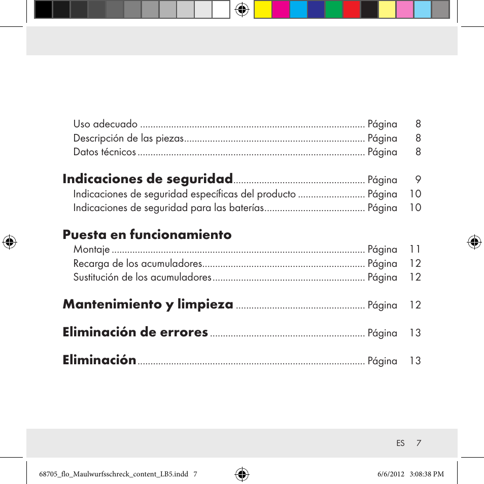 Indicaciones de seguridad, Puesta en funcionamiento, Mantenimiento y limpieza | Eliminación de errores, Eliminación | Florabest Z31049 User Manual | Page 7 / 47