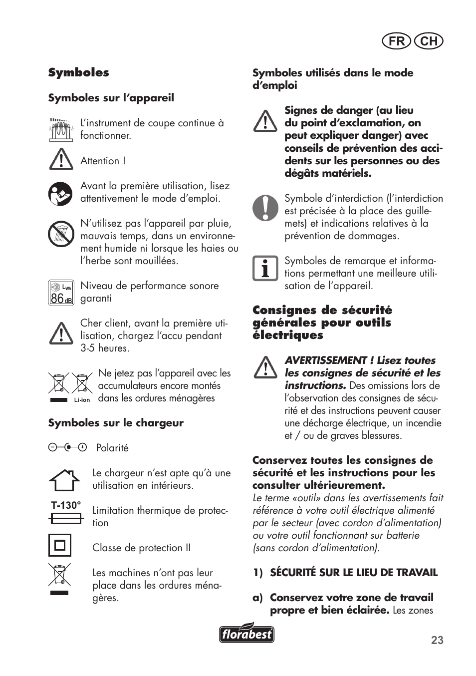 Fr ch | Florabest FGS 72 A1 User Manual | Page 23 / 72