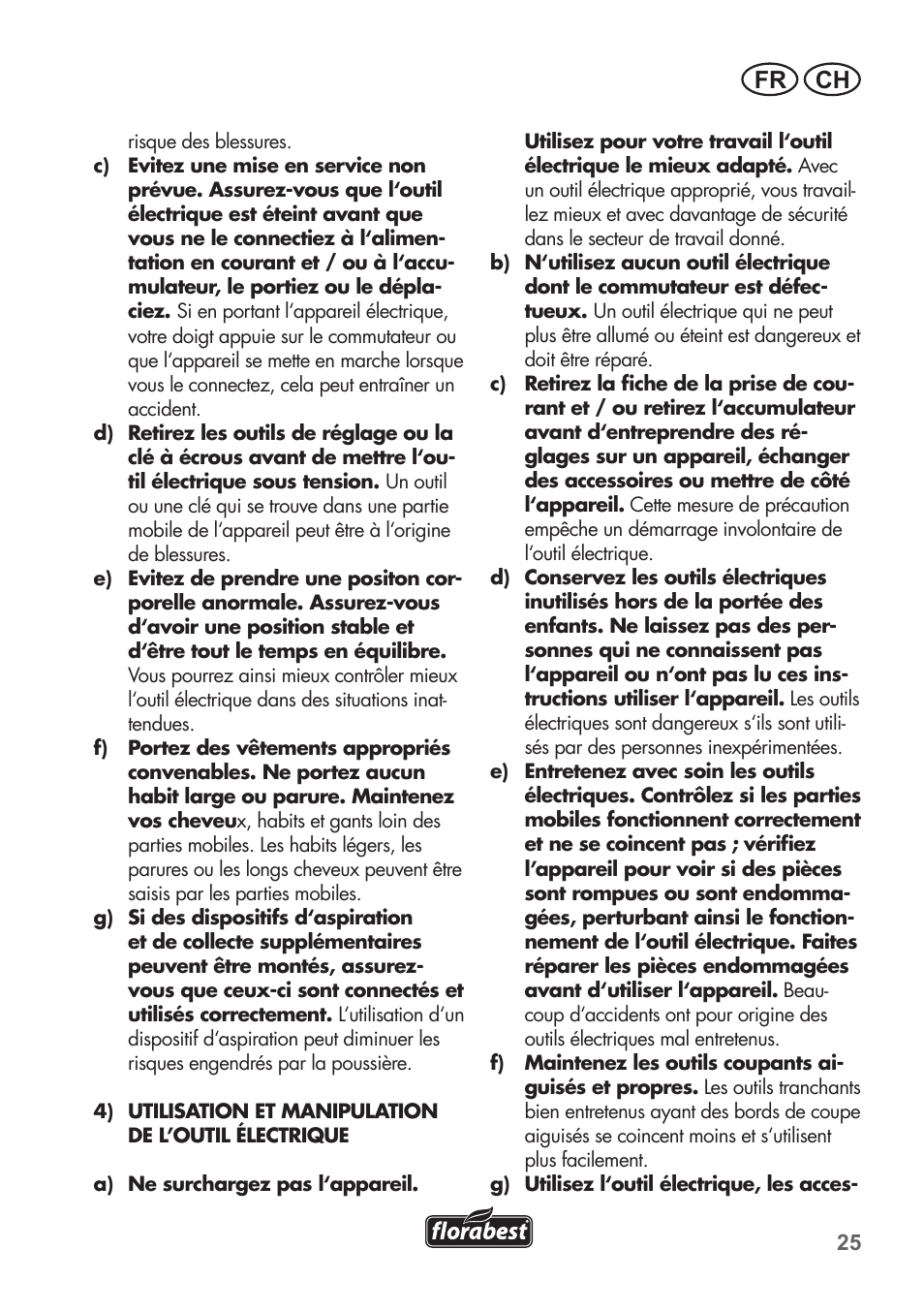 Fr ch | Florabest FGS 72 A1 User Manual | Page 25 / 72