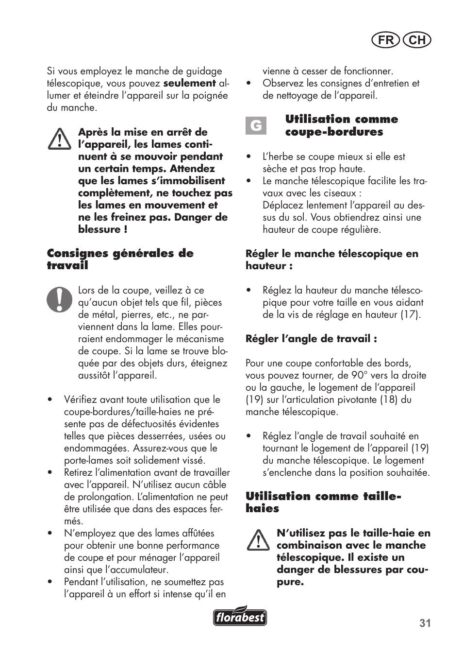 Fr ch | Florabest FGS 72 A1 User Manual | Page 31 / 72