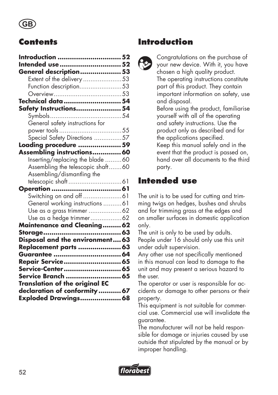 Florabest FGS 72 A1 User Manual | Page 52 / 72