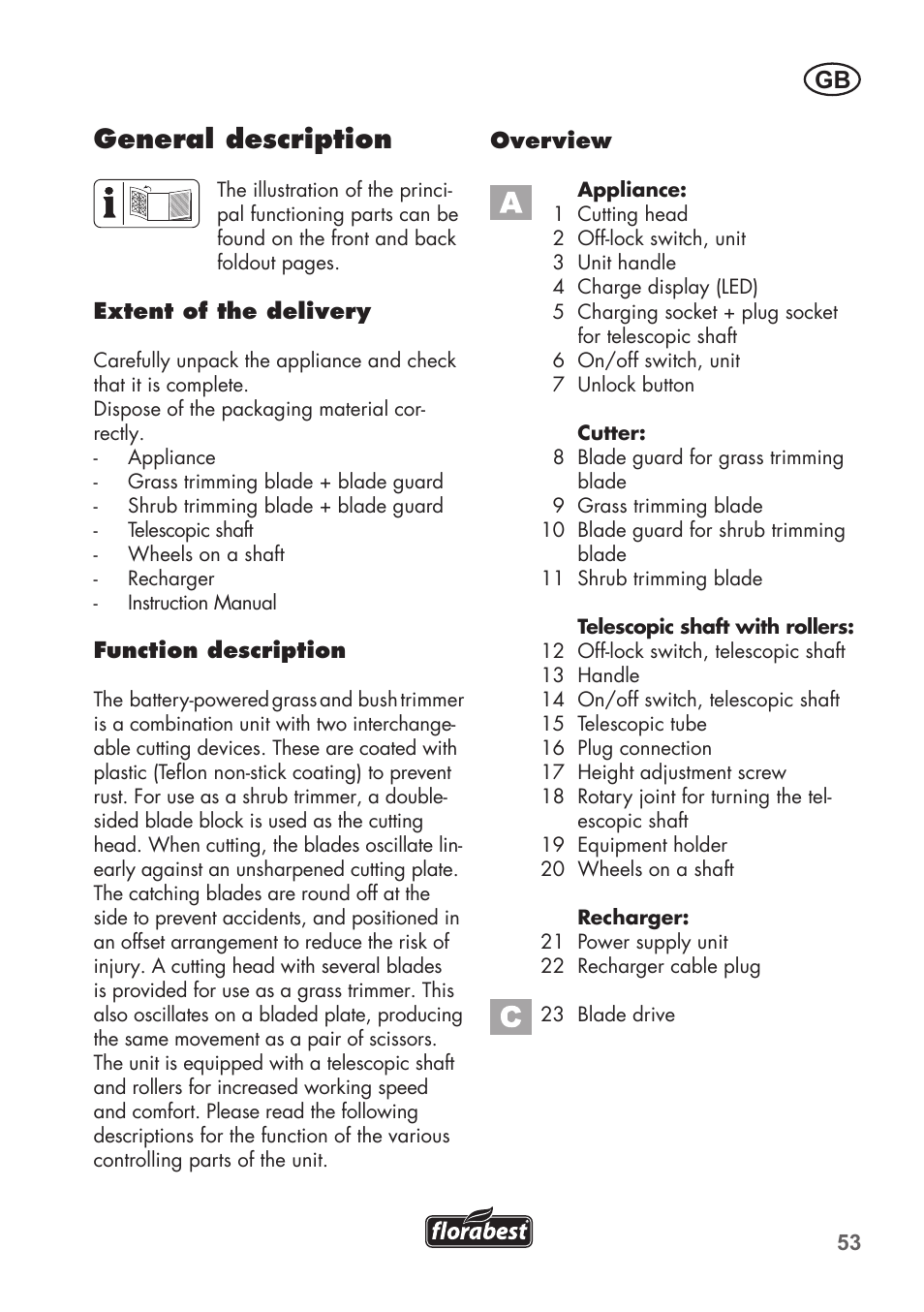 General description | Florabest FGS 72 A1 User Manual | Page 53 / 72