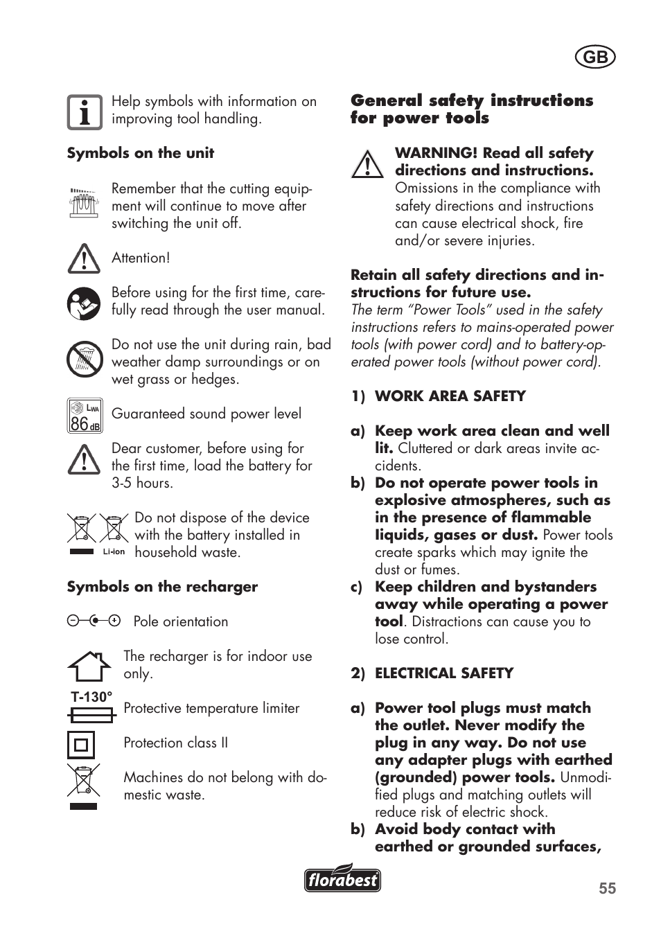 Florabest FGS 72 A1 User Manual | Page 55 / 72