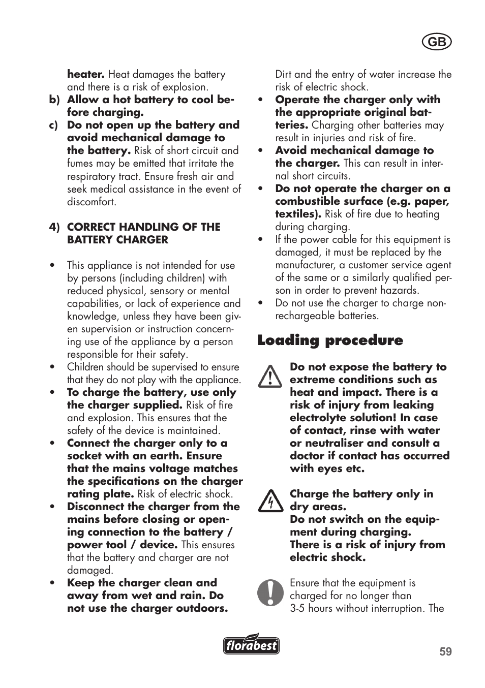 Loading procedure | Florabest FGS 72 A1 User Manual | Page 59 / 72