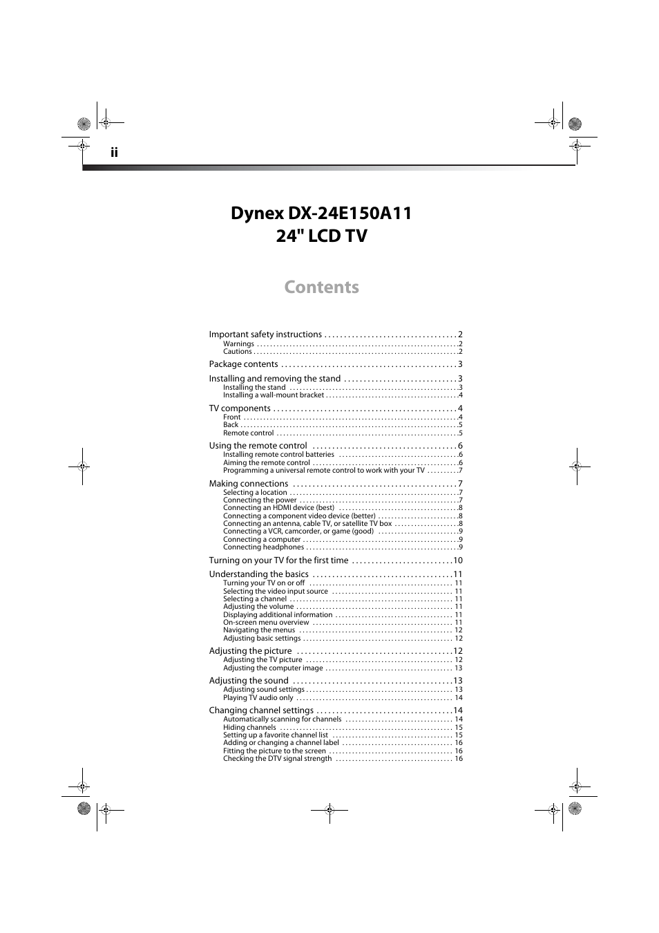 Dynex DX-24E150A11 User Manual | Page 2 / 35