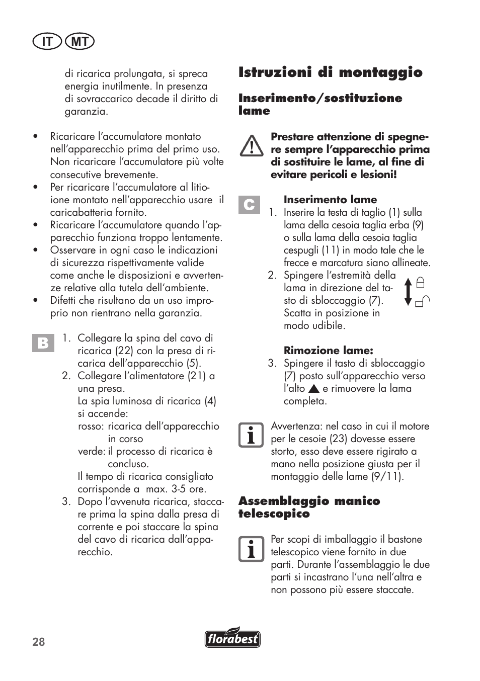 Istruzioni di montaggio, It mt | Florabest FGS 72 A1 User Manual | Page 28 / 88