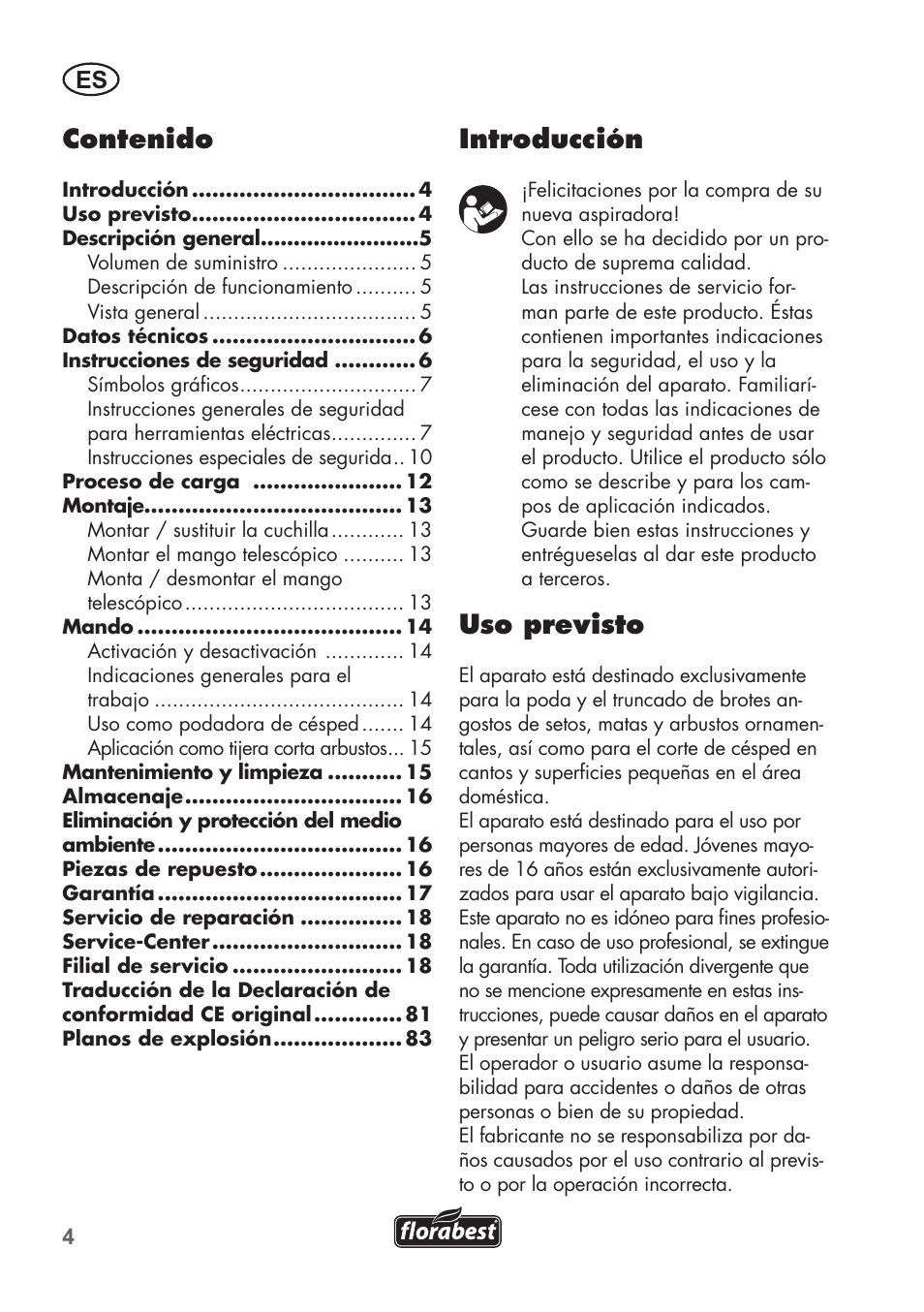 Florabest FGS 72 A1 User Manual | Page 4 / 88