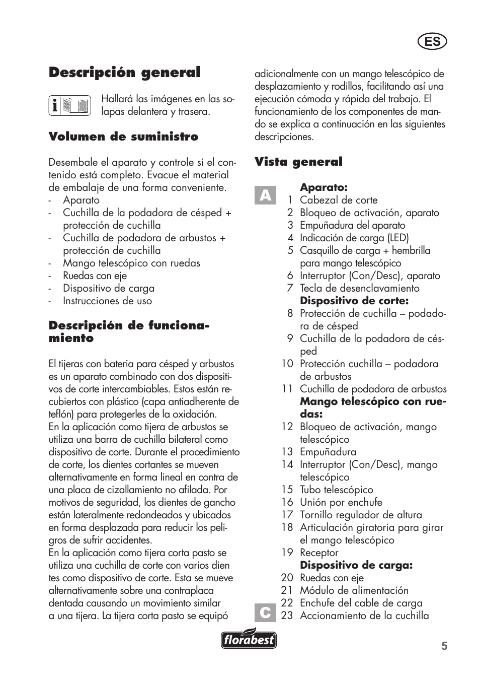 Descripción general | Florabest FGS 72 A1 User Manual | Page 5 / 88