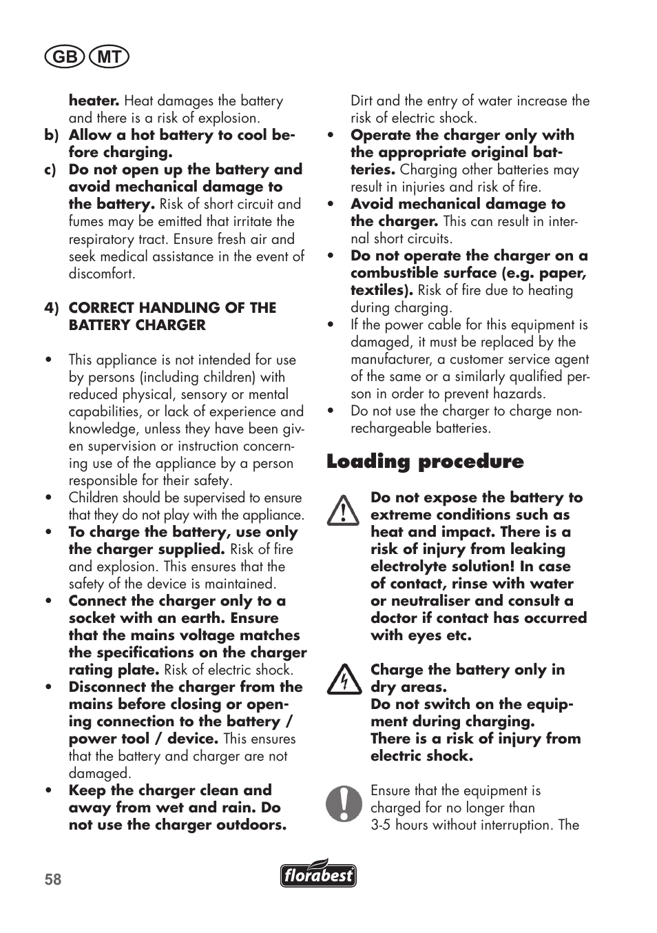 Loading procedure, Gb mt | Florabest FGS 72 A1 User Manual | Page 58 / 88