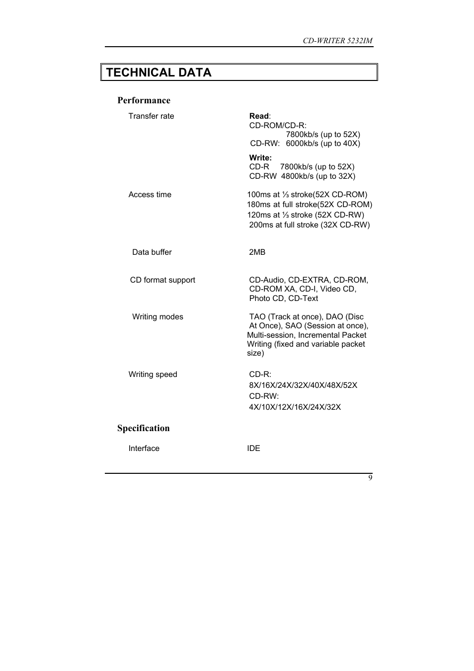 Technical data | Dynex 5232IM User Manual | Page 13 / 19