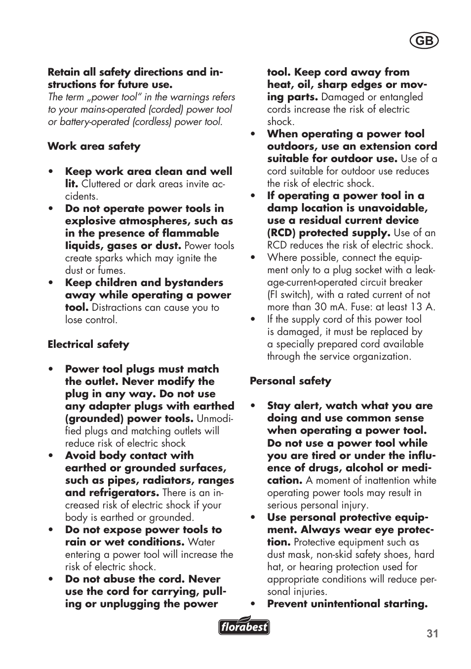 Florabest FHT 600 B2 User Manual | Page 31 / 54