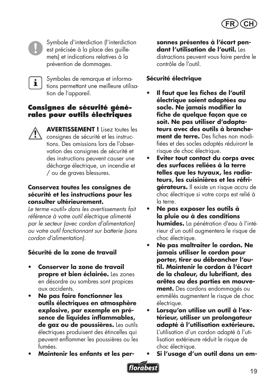 Ch fr | Florabest FHT 600 B2 User Manual | Page 19 / 54