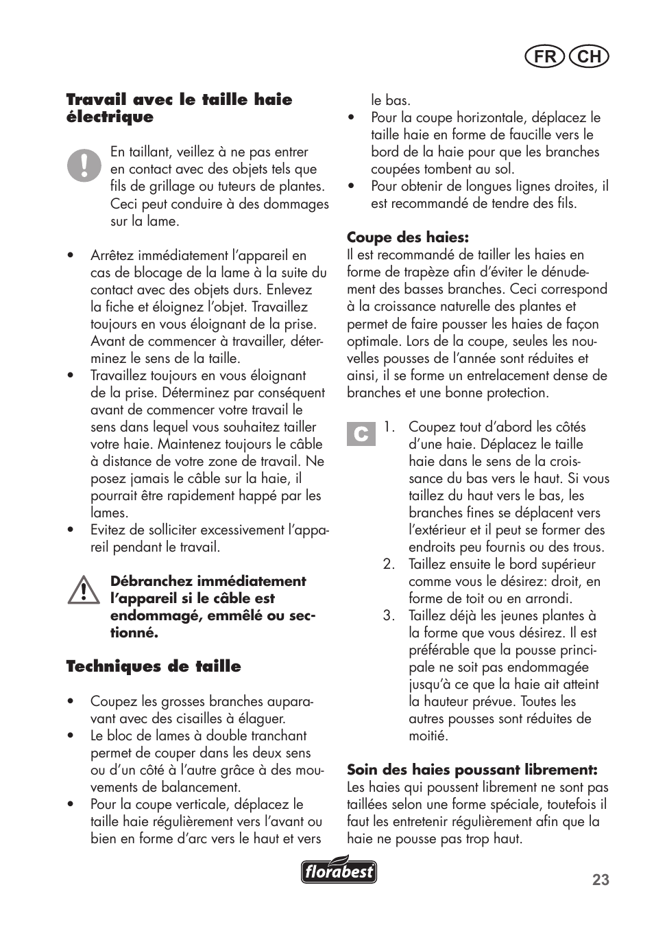 Ch fr | Florabest FHT 600 B2 User Manual | Page 23 / 54