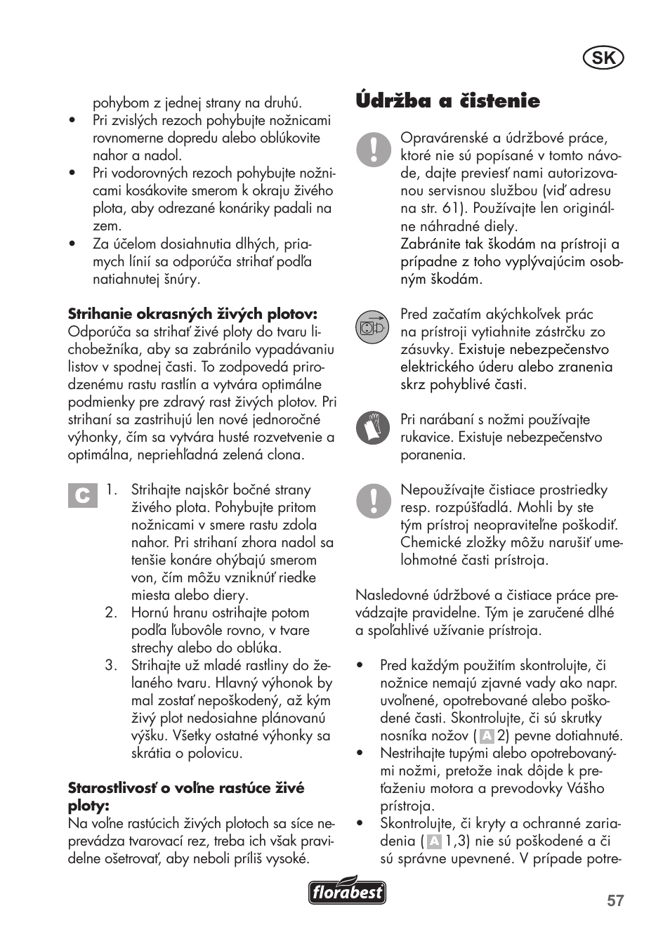 Údržba a čistenie | Florabest FHT 600 B2 User Manual | Page 57 / 78