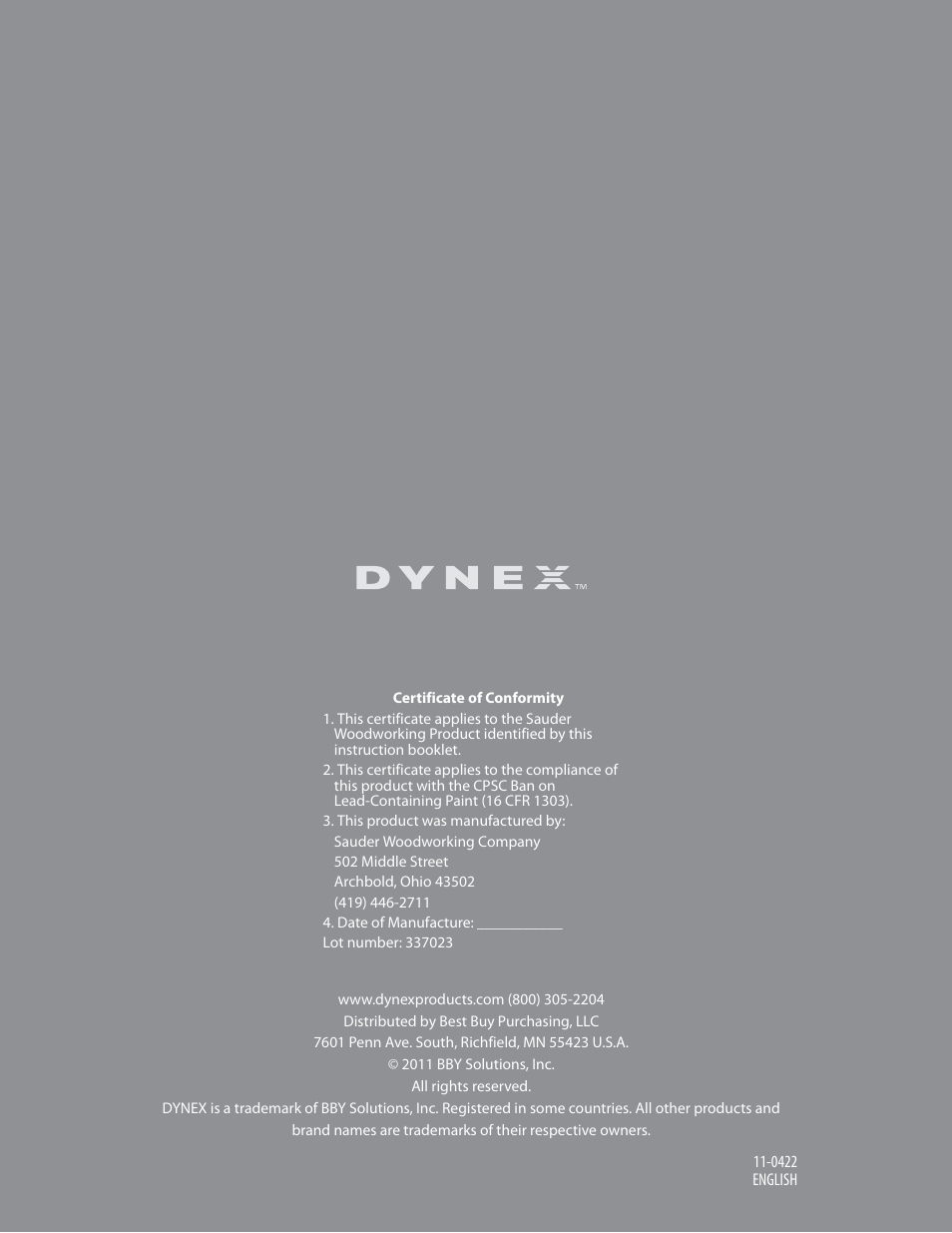 Dynex DX-WD1202 User Manual | Page 23 / 23