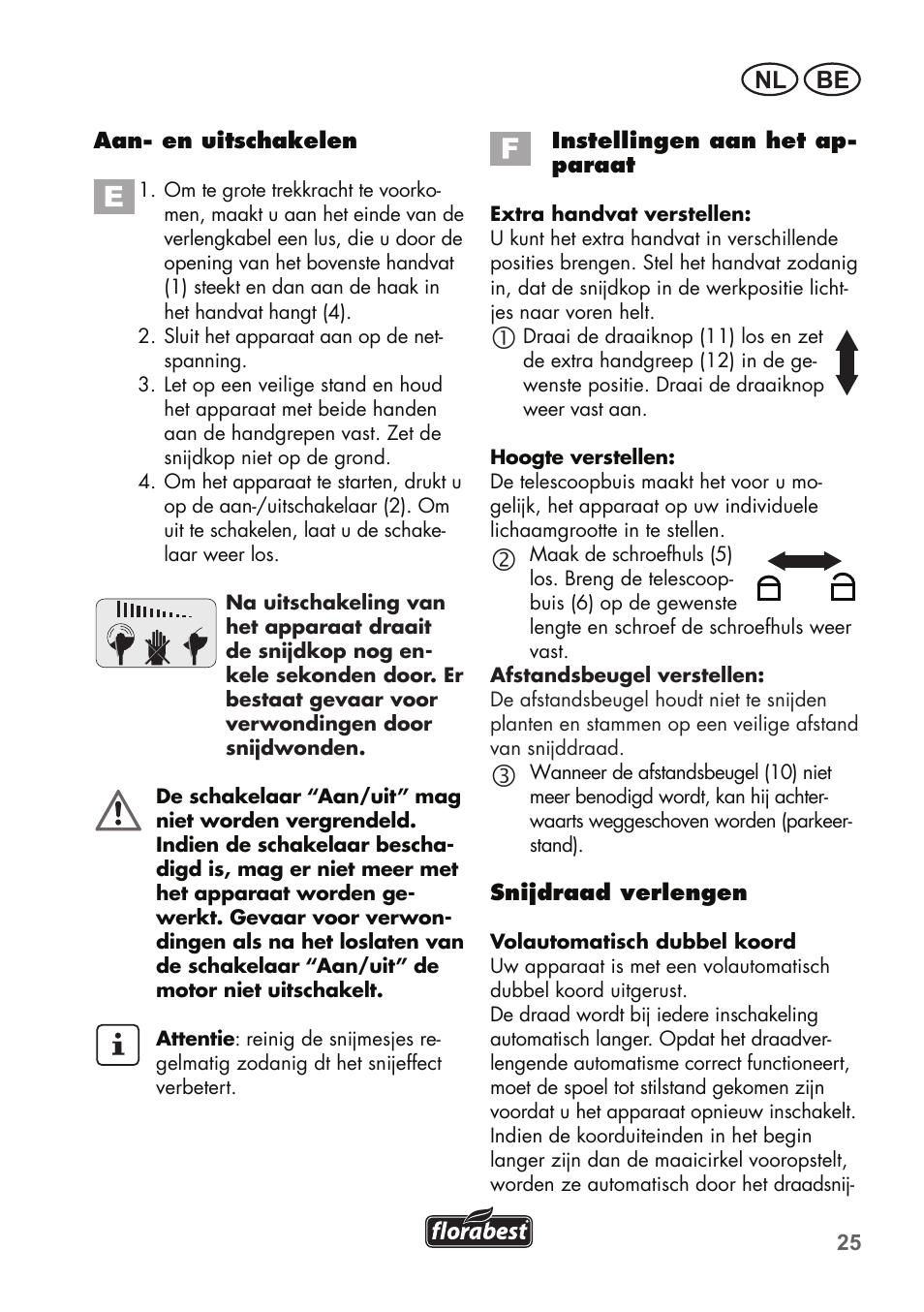 Be nl | Florabest FRT 450 B2 User Manual | Page 25 / 64