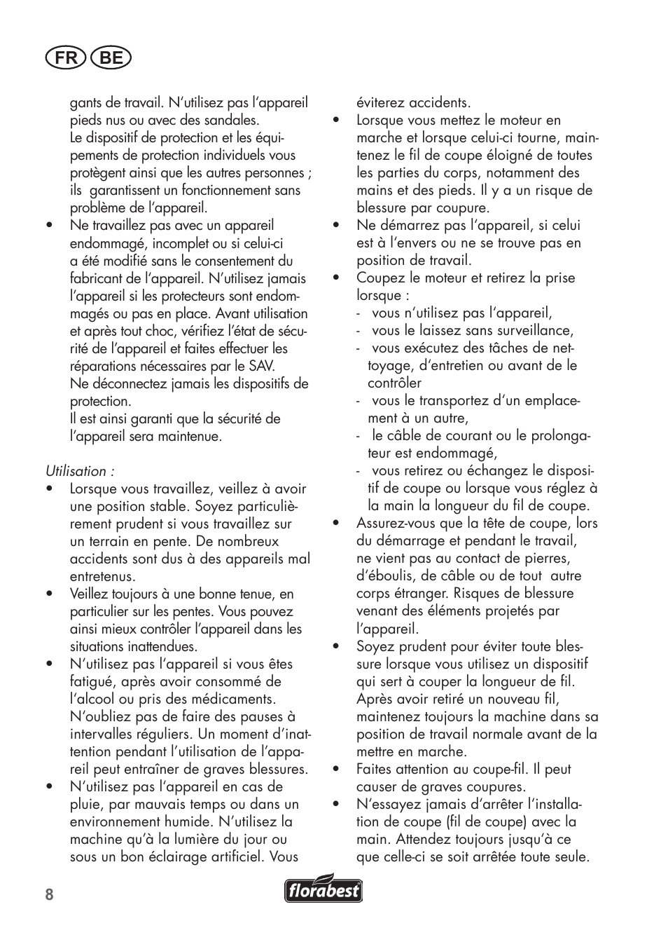 Fr be | Florabest FRT 450 B2 User Manual | Page 8 / 64