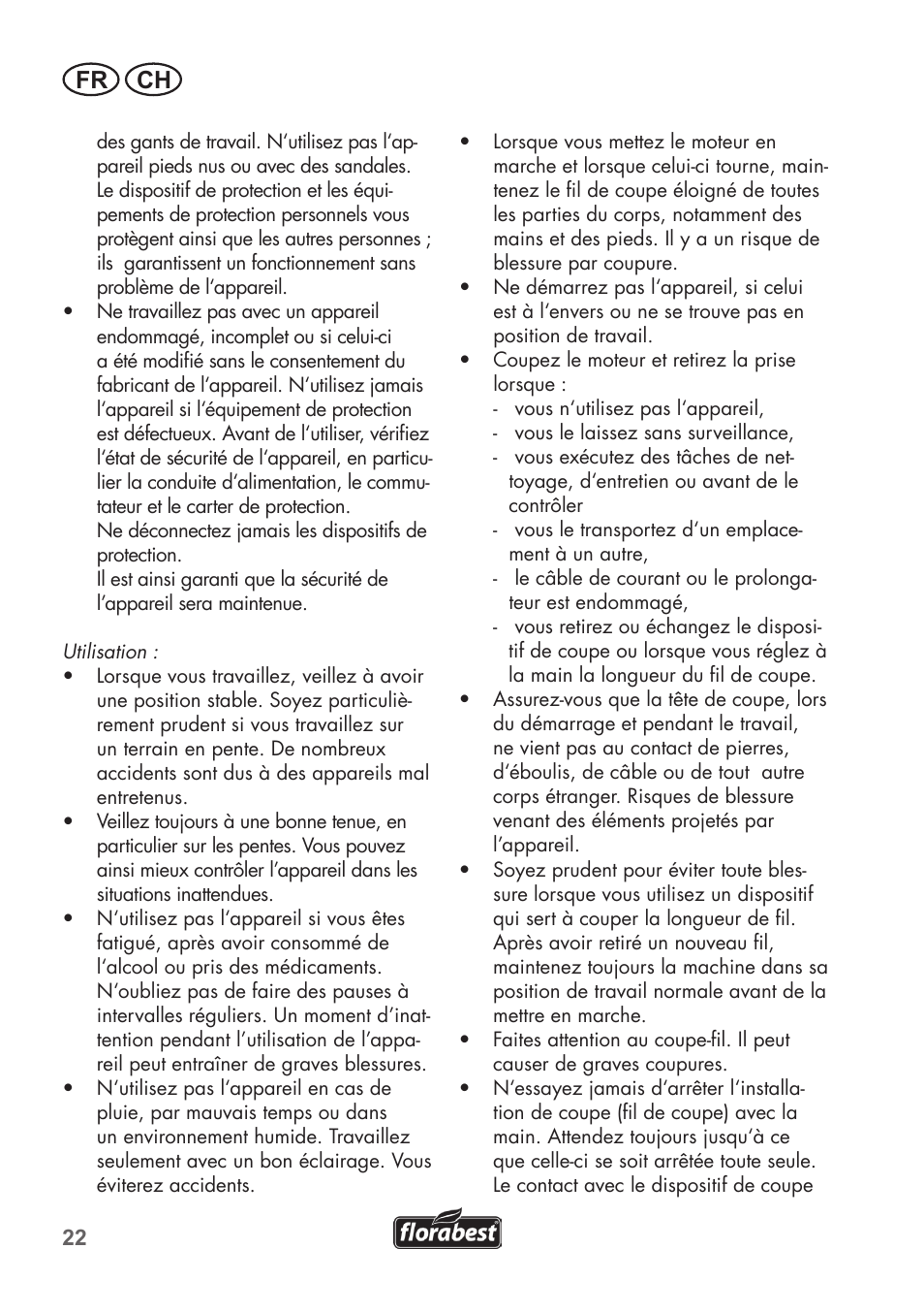 Fr ch | Florabest FRT 450 B2 User Manual | Page 22 / 64