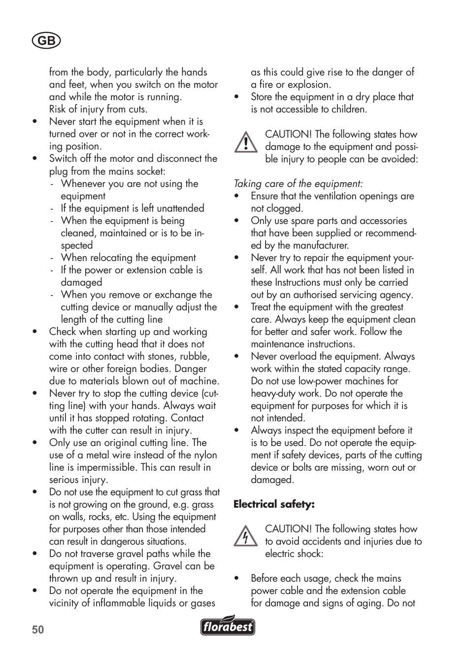 Florabest FRT 450 B2 User Manual | Page 50 / 64