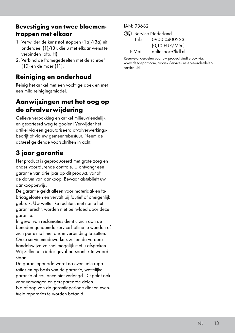 Reiniging en onderhoud, Aanwijzingen met het oog op de afvalverwijdering, 3 jaar garantie | Florabest BT-1817 User Manual | Page 11 / 14