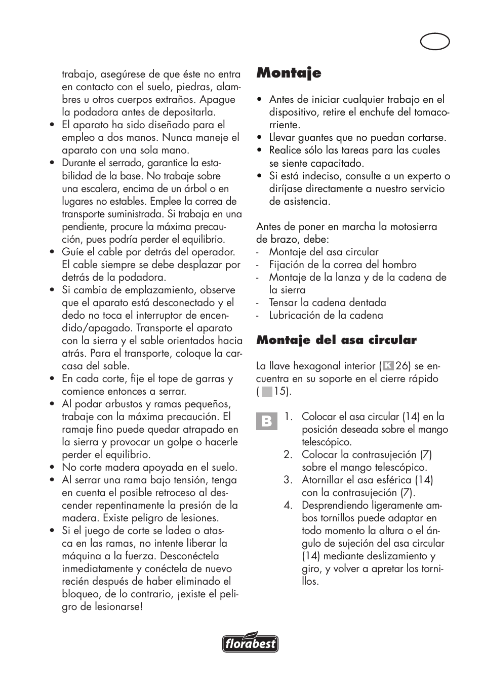 Montaje | Florabest FHE 550 B2 User Manual | Page 13 / 64