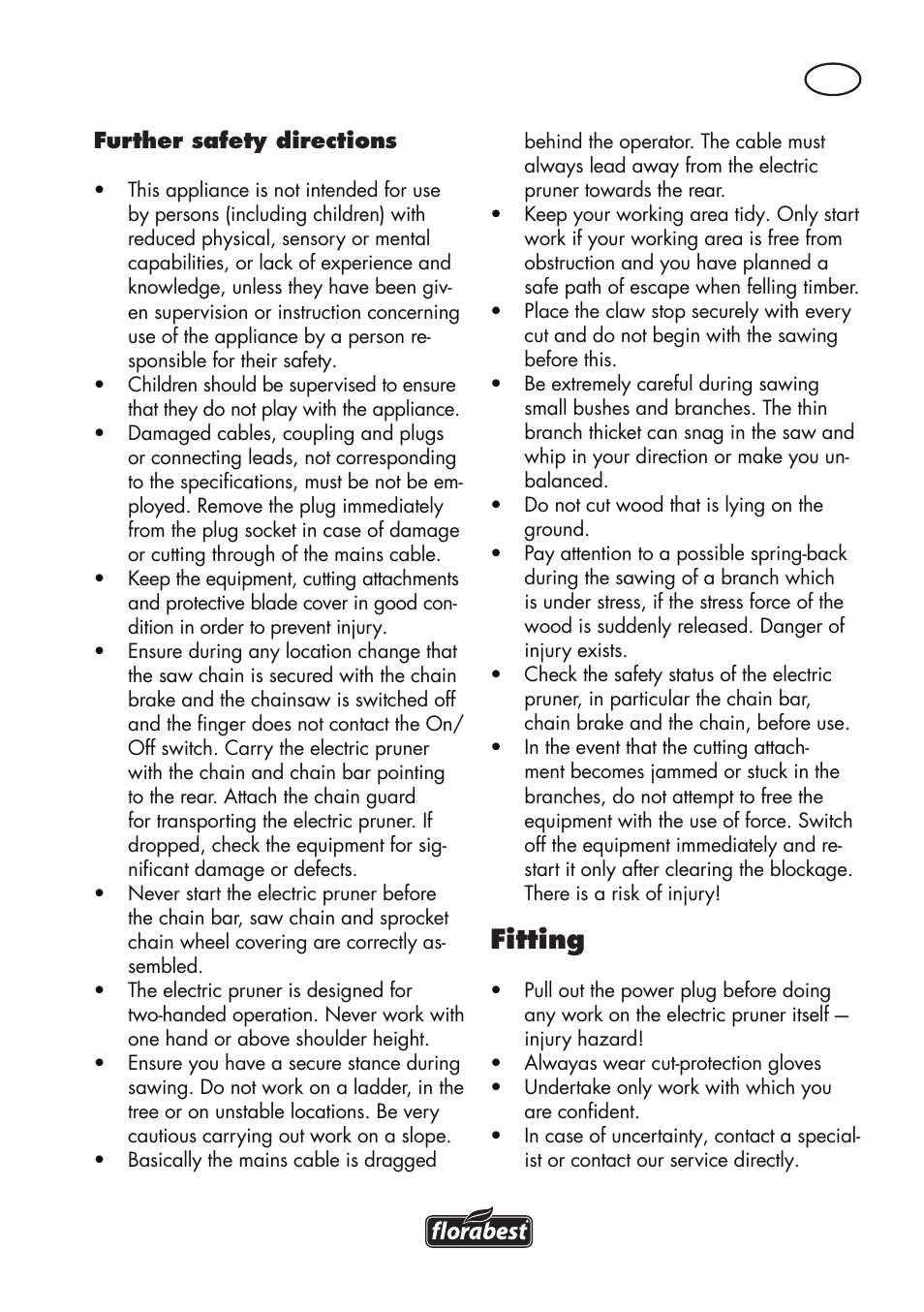 Fitting | Florabest FHE 550 B2 User Manual | Page 31 / 64