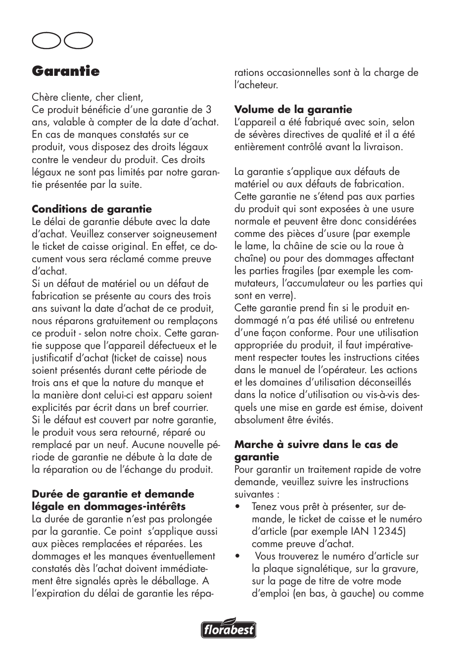 Garantie, Fr be | Florabest FHE 550 B2 User Manual | Page 22 / 84