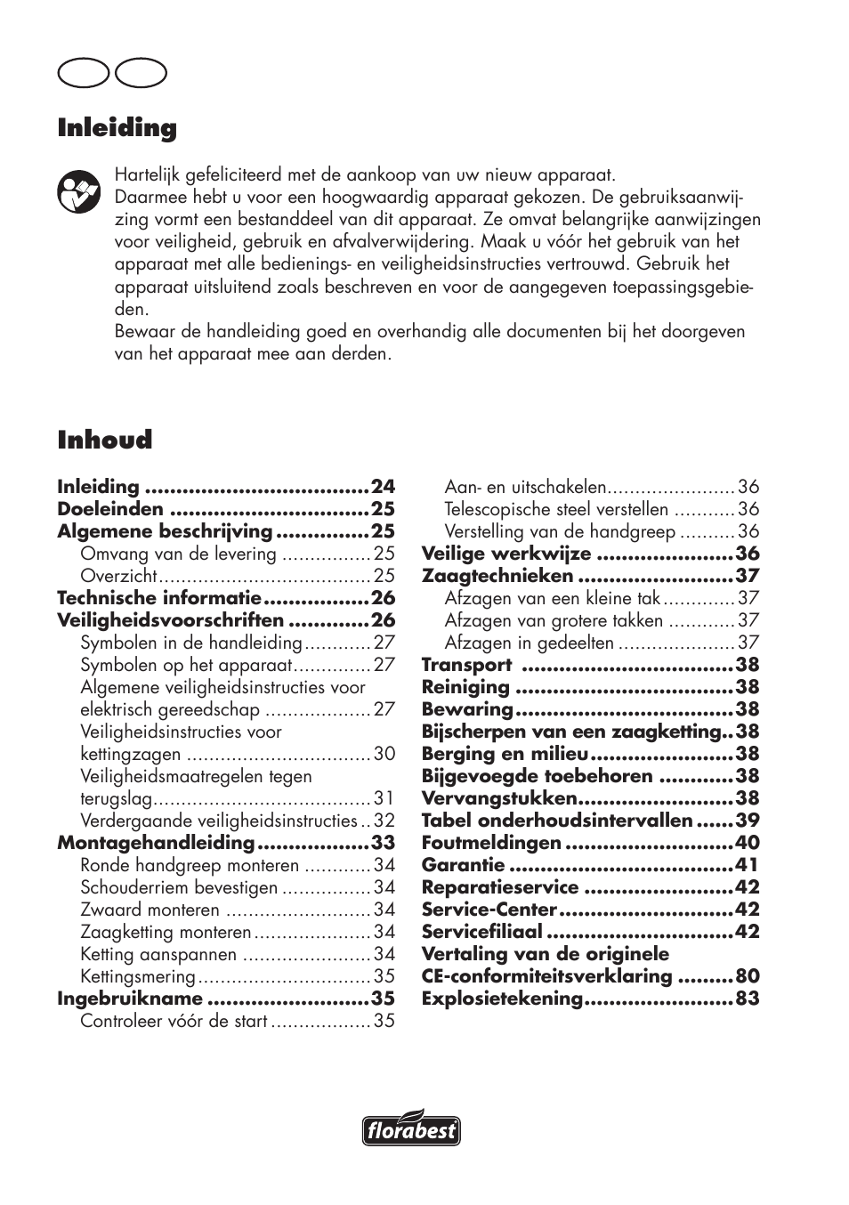 Inleiding, Inhoud, Nl be | Florabest FHE 550 B2 User Manual | Page 24 / 84