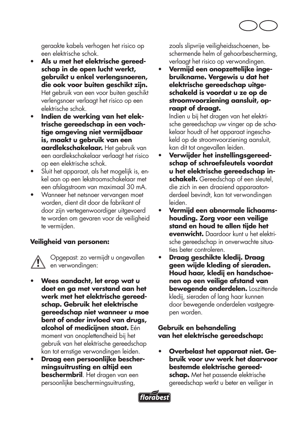 Be nl | Florabest FHE 550 B2 User Manual | Page 29 / 84